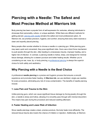 Piercing with a Needle: The Safest and Most Precise Method