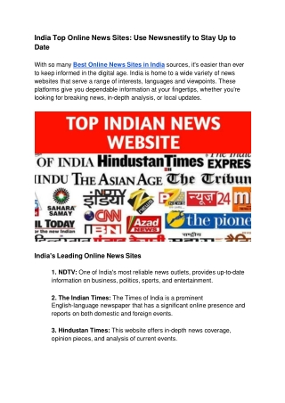 India Top Online News Sites: Use Newsnestify to Stay Up to Date