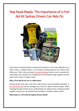 Stay Road-Ready The Importance of a First Aid Kit Sydney Drivers Can Rely On