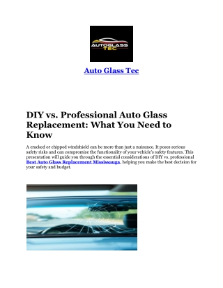 Best Auto Glass Replacement Mississauga
