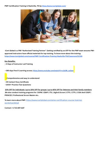 PMP Certification Training in Nashville, TN