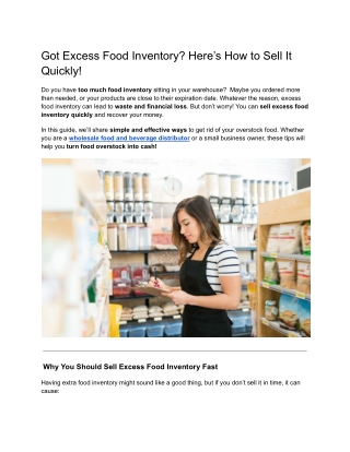 Got Excess Food Inventory