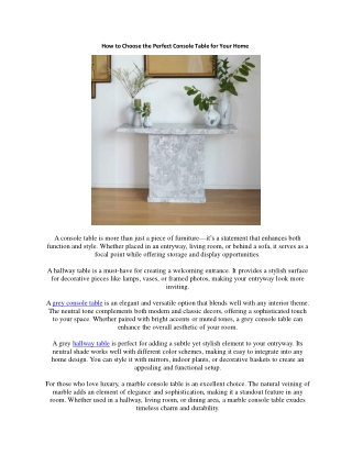 Choosing the Perfect Console Table: A Guide to Style and Function