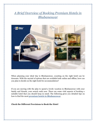 A Brief Overview of Booking Premium Hotels in Bhubaneswar