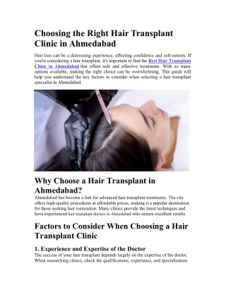 Hair Transplant Clinic in Ahmedabad