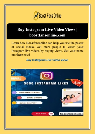 Buy Instagram Live Video Views | boostfansonline.com