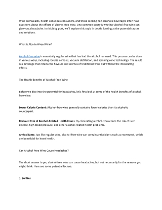 Can Alcohol-Free Wine Give You a Headache