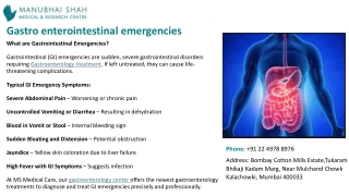 MS Medical Care: Leading Gastroenterology Center for Emergency GI Treatments