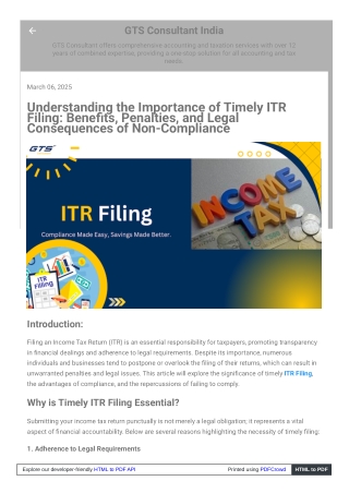 Understanding the Importance of Timely ITR Filing: Benefits, Penalties, and Lega