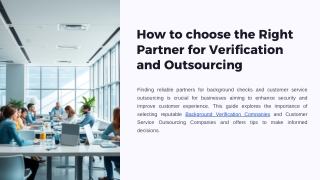 How to choose the Right Partner for Verification and Outsourcing
