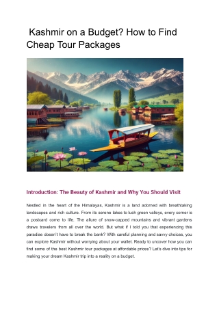 Kashmir on a Budget? How to Find Cheap Tour Packages