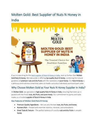 Molten Gold Best Supplier of Nuts N Honey in India