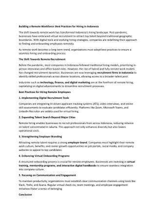 Building a Remote Workforce: Best Practices for Hiring in Indonesia