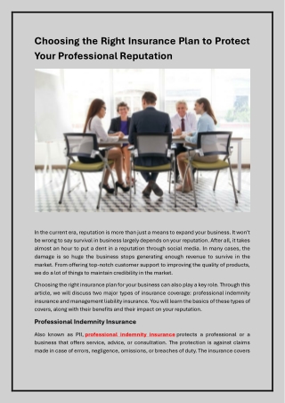 Choosing the Right Insurance Plan to Protect Your Professional Reputation