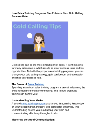How Sales Training Programs Can Enhance Your Cold Calling Success Rate
