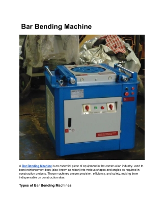 Bar Bending Machine