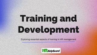 Training and Development in Human Resource Management