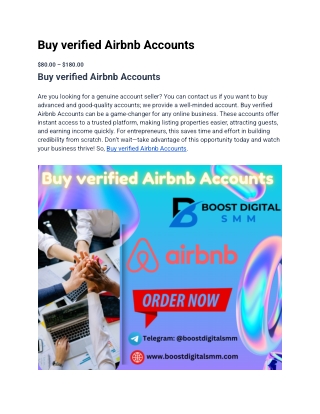 40 Toper Site To Buy Verified Airbnb Accounts (parsonal & superhost )