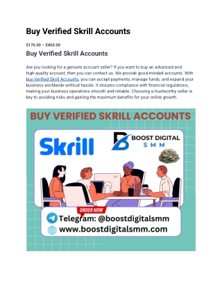 Top 5 Sites To Buy Verified Skrill Accounts (Old And New) from USA