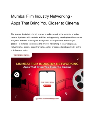 Mumbai Film Industry Networking -  Apps That Bring You Closer to Cinema