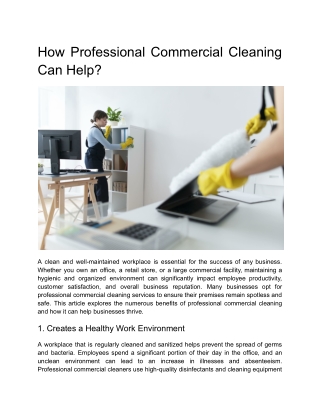 How Professional Commercial Cleaning Can Help_