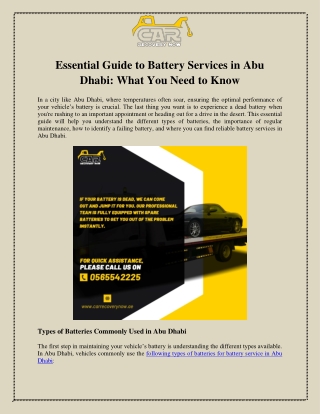 Essential Guide to Battery Services in Abu Dhabi What You Need to Know