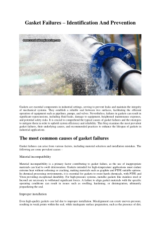 Gasket Failures – Identification And Prevention