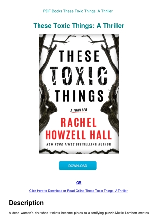 PDF Books These Toxic Things A Thriller