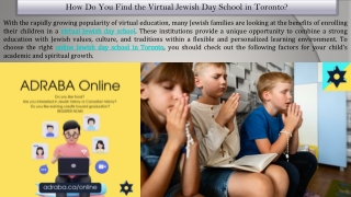 How Do You Find the Virtual Jewish Day School in Toronto?