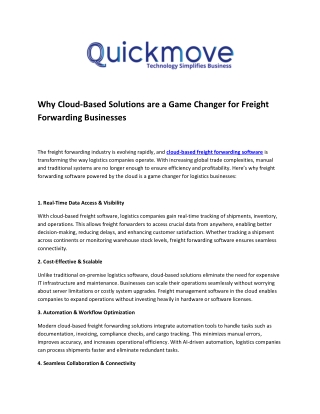 Why Cloud-Based Solutions are a Game Changer for Freight Forwarding Businesses