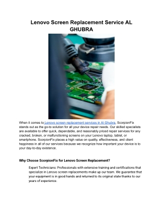 Lenovo Screen Replacement Service AL GHUBRA