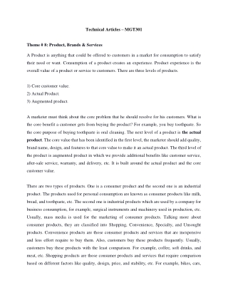 Theme 8 Product, Brands and Services