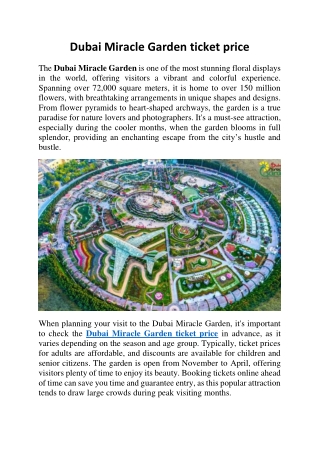 Dubai Miracle Garden ticket price