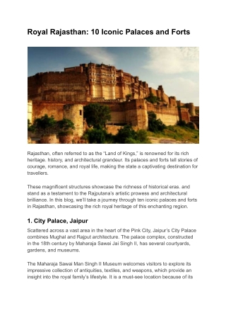Royal Rajasthan_ 10 Iconic Palaces and Forts