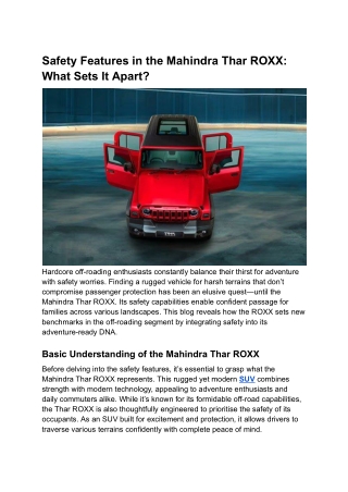 Safety Features in the Mahindra Thar ROXX_ What Sets It Apart