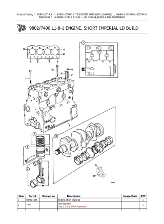 JCB 540BM-2 Telescopic Handlers (Loadall) Parts Catalogue Manual Instant Download (SN 00274001-00274019)