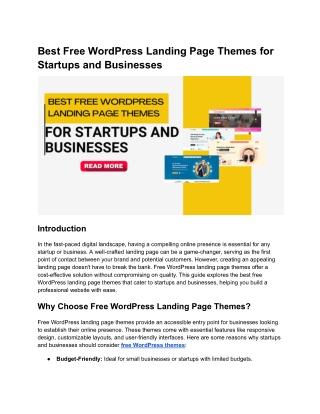 Best Free WordPress Landing Page Themes for Startups and Businesses