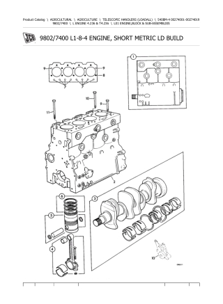 JCB 540BM-4 Telescopic Handlers (Loadall) Parts Catalogue Manual Instant Download (SN 00274001-00274019)