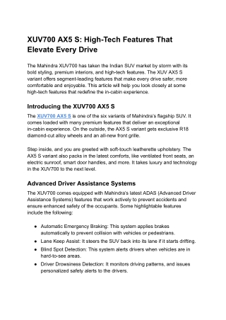 XUV700 AX5 S_ High-Tech Features That Elevate Every Drive