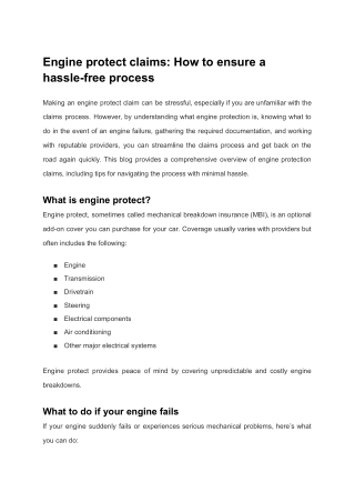 Engine protect claims_ How to ensure a hassle-free process