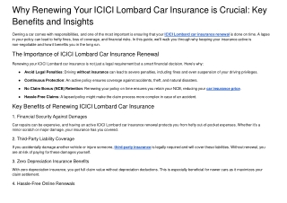 Why Renewing Your ICICI Lombard Car Insurance is Crucial: Key Benefits and Insig