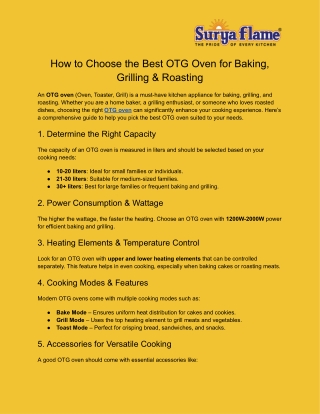 How to Choose the Best OTG Oven for Baking, Grilling & Roasting