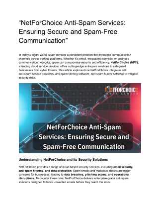 “NetForChoice Anti-Spam Services_ Ensuring Secure and Spam-Free Communication”