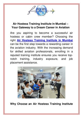 Air Hostess Training Institute in Mumbai Your Gateway to a Dream Career in Aviation