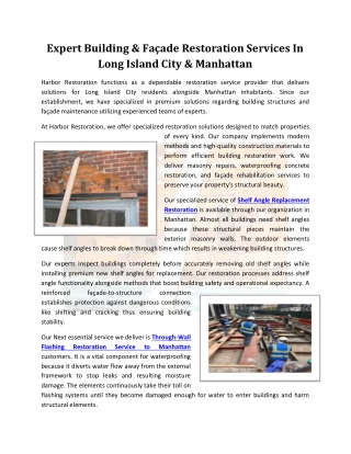Expert Building & Façade Restoration Services In Long Island City & Manhattan