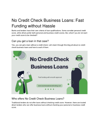 Business Loans Without Credit Check