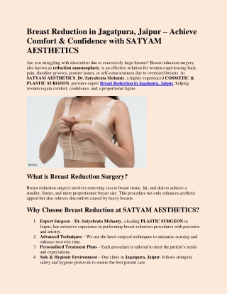 Breast Reduction in Jagatpura