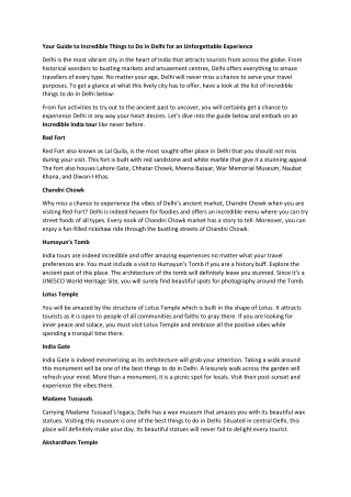 Your Guide to Incredible Things to Do in Delhi for an Unforgettable Experience