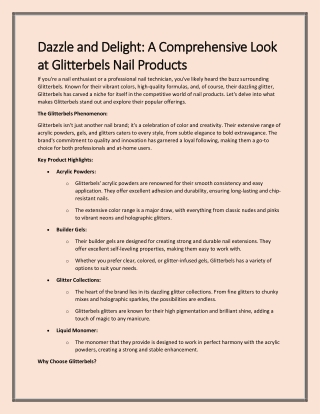Dazzle and Delight: A Comprehensive Look at Glitterbels Nail Products