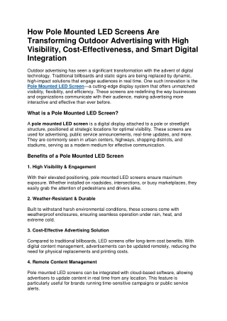 Pole Mounted LED Screen